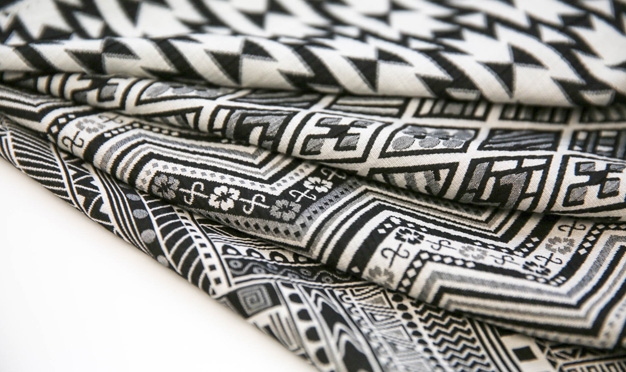 Black and White folkish Jacquard Fabric