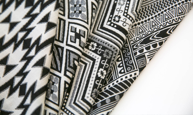Black and White folkish Jacquard Fabric